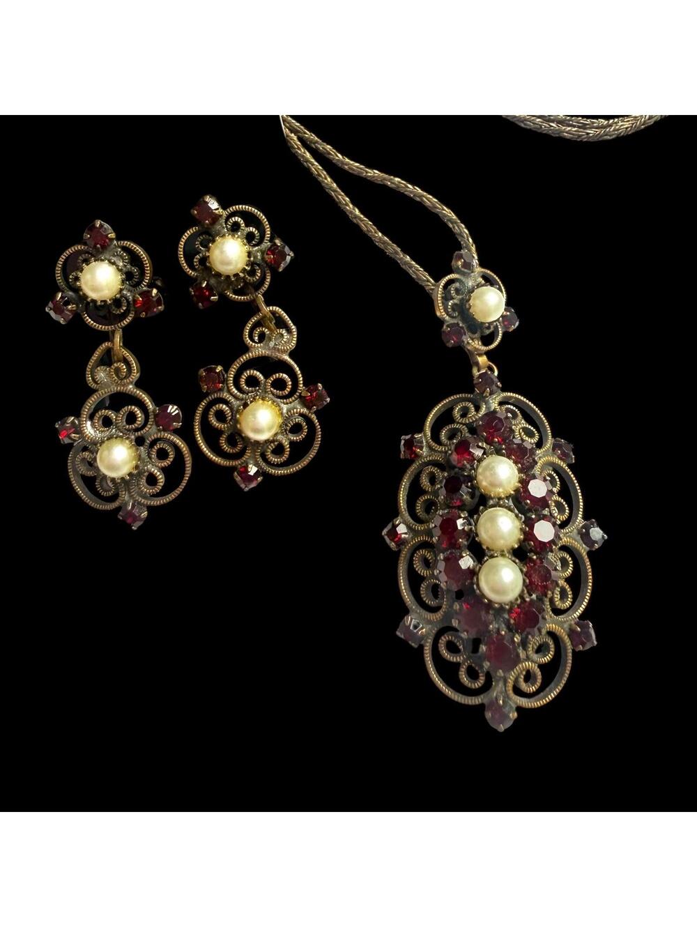 Vintage Hobé Austro-Hungarian Rhinestone Necklace Earrings
